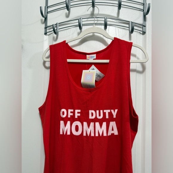 LuLaRoe Tank top Off Duty Momma Red 2XL vacation beach motherhood cruise NWT mom - Picture 3 of 15